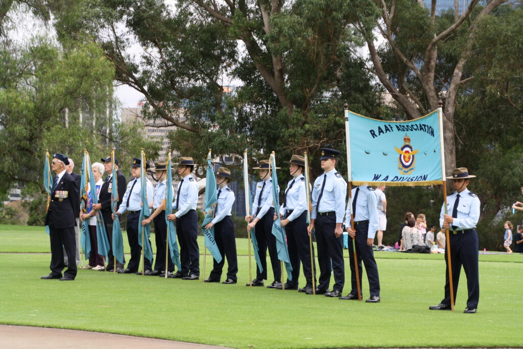Cadets display RAAFA Branch Banners at RAAF Anniversary Ceremony, Kings Park